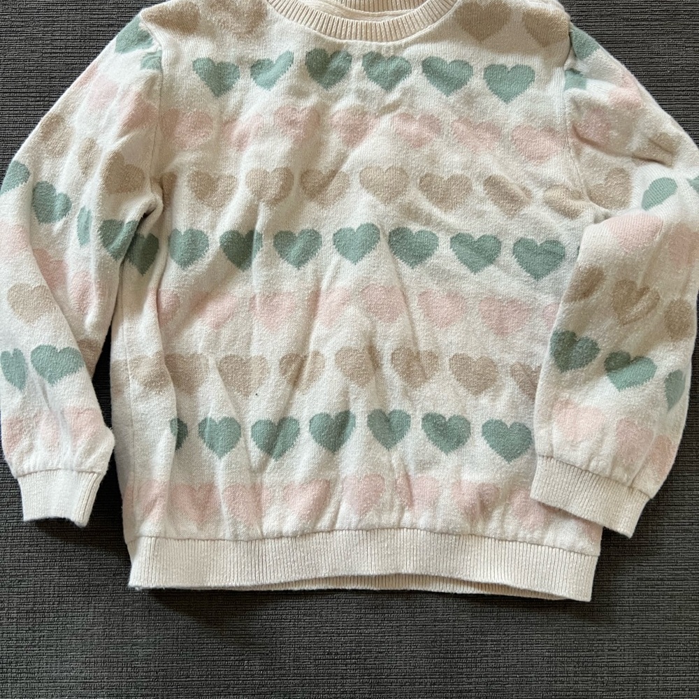 H&M Kids Heart Pattern Sweater - Cream, Pink, Green, Brown